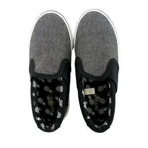 Cat & Jack Black Gray Pineapple Canvas Slip On Shoes Toddler Size 10